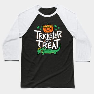 Trickster or Treat Cute Loki Superhero Halloween Typography Baseball T-Shirt